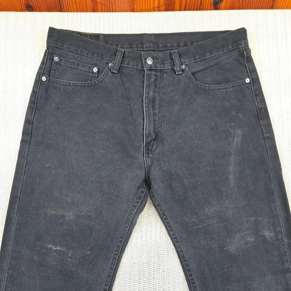 Levis 505 Jeans Mens 36x32 Black Straight Leg Denim Pants Classic Fit